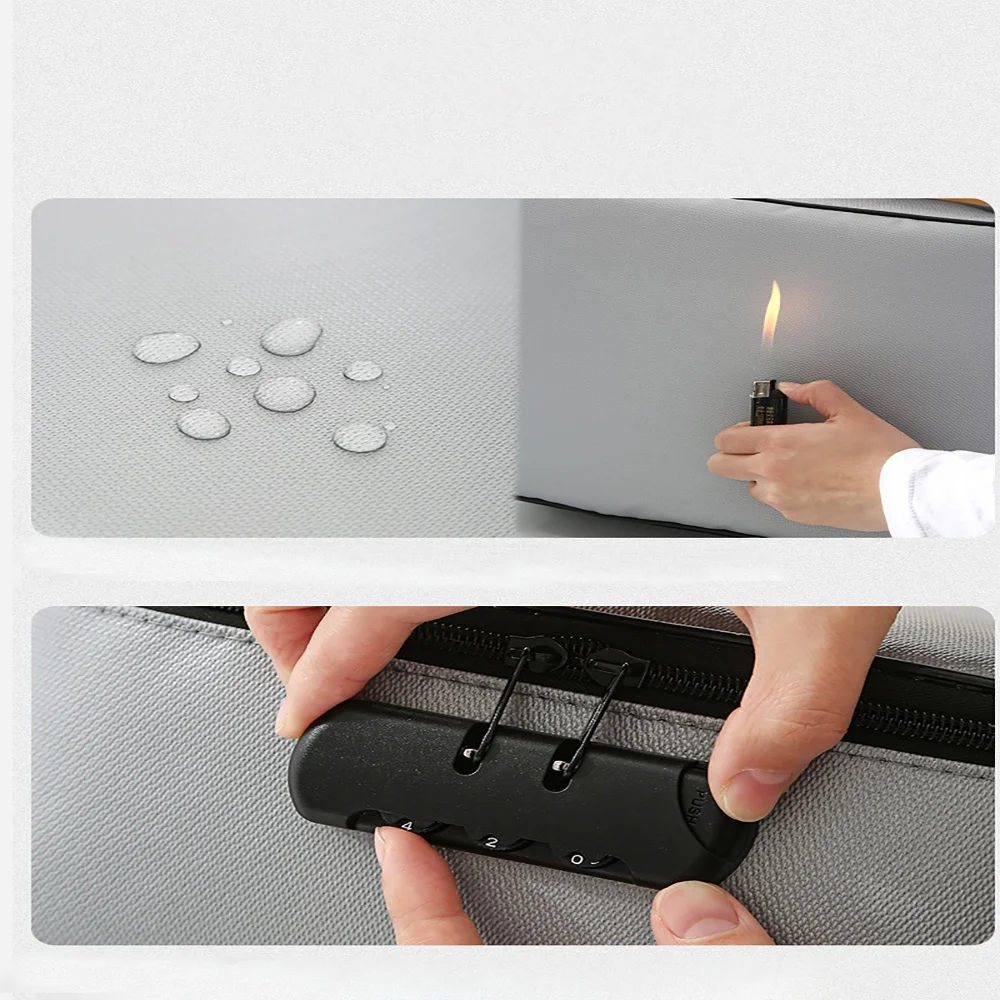 New Waterproof Password Box Document Storage Bag File Folder Holder Credit Card Organizer Golden Letter Series Pattern Briefcase