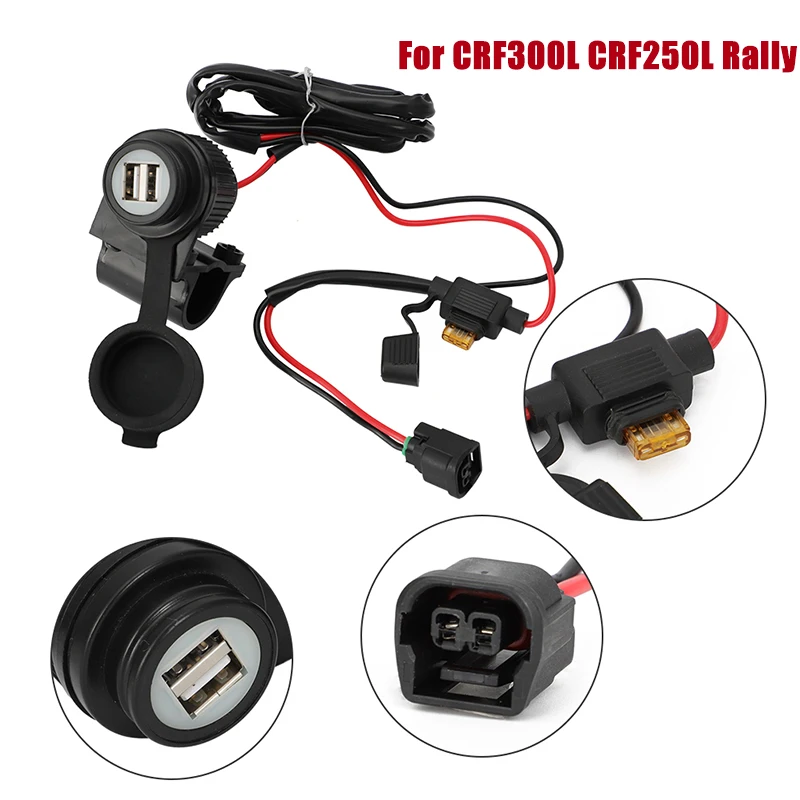 Para Honda CRF300L CRF250L Rally doble USB accesorio toma de corriente conmutada '17 On Plug And Play 2.0A