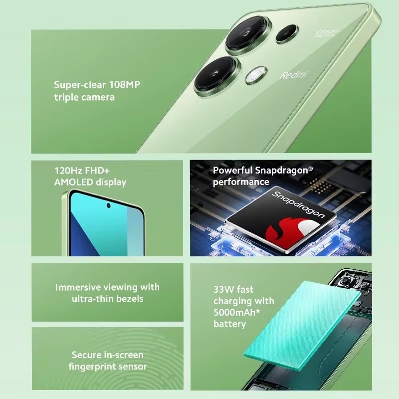 Global Version Xiaomi Redmi Note 13 Smartphone Snapdragon® 685 108MP Camera 120Hz AMOLED Display 33W Charging Cellphone