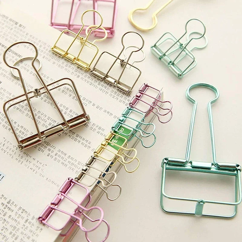 2-10 Pcs 종이 클립 슬리버 로즈 골드 바인더 클립 페이지 홀더 사무실 연구 바인더 클립 사진 클램프 사무실 학교 책상 주최자