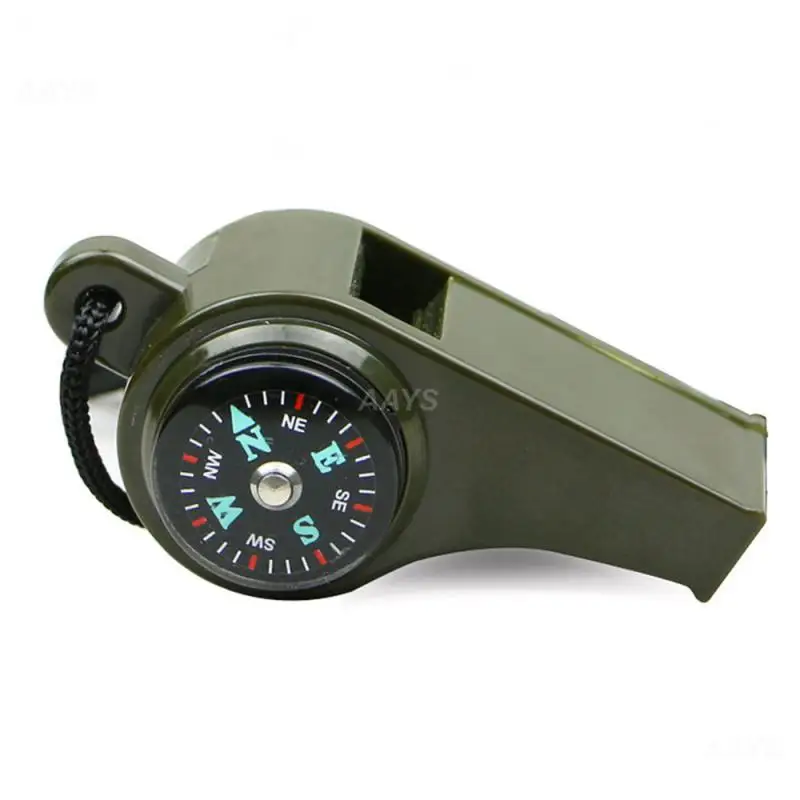 3in1 Survival Whistle Mutifunction น้ําหนักเบานกหวีดเครื่องวัดอุณหภูมิเข็มทิศสําหรับตั้งแคมป์เดินป่าและกิจกรรมกลางแจ้ง