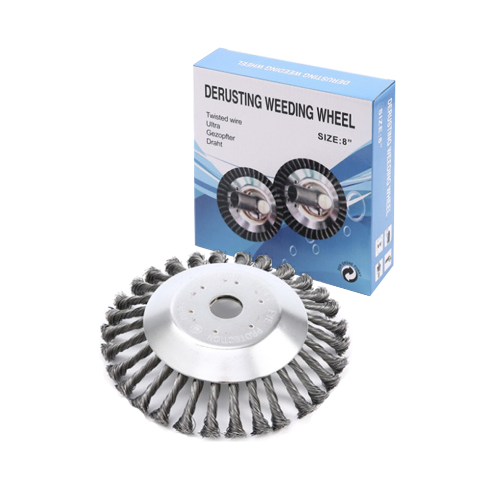 Disco da diserbo per tosaerba Ruota da diserbo in filo da 8 pollici Attrezzo da giardino Accessori per tosaerba Filo ritorto Tipo di disco Ruota in filo metallico