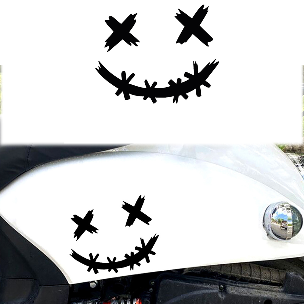 Adesivos reflexivos impermeáveis para capacete de motocicleta, decalque de rosto sorridente de demônio, decoração de corpo automático, adesivo de carro, laser