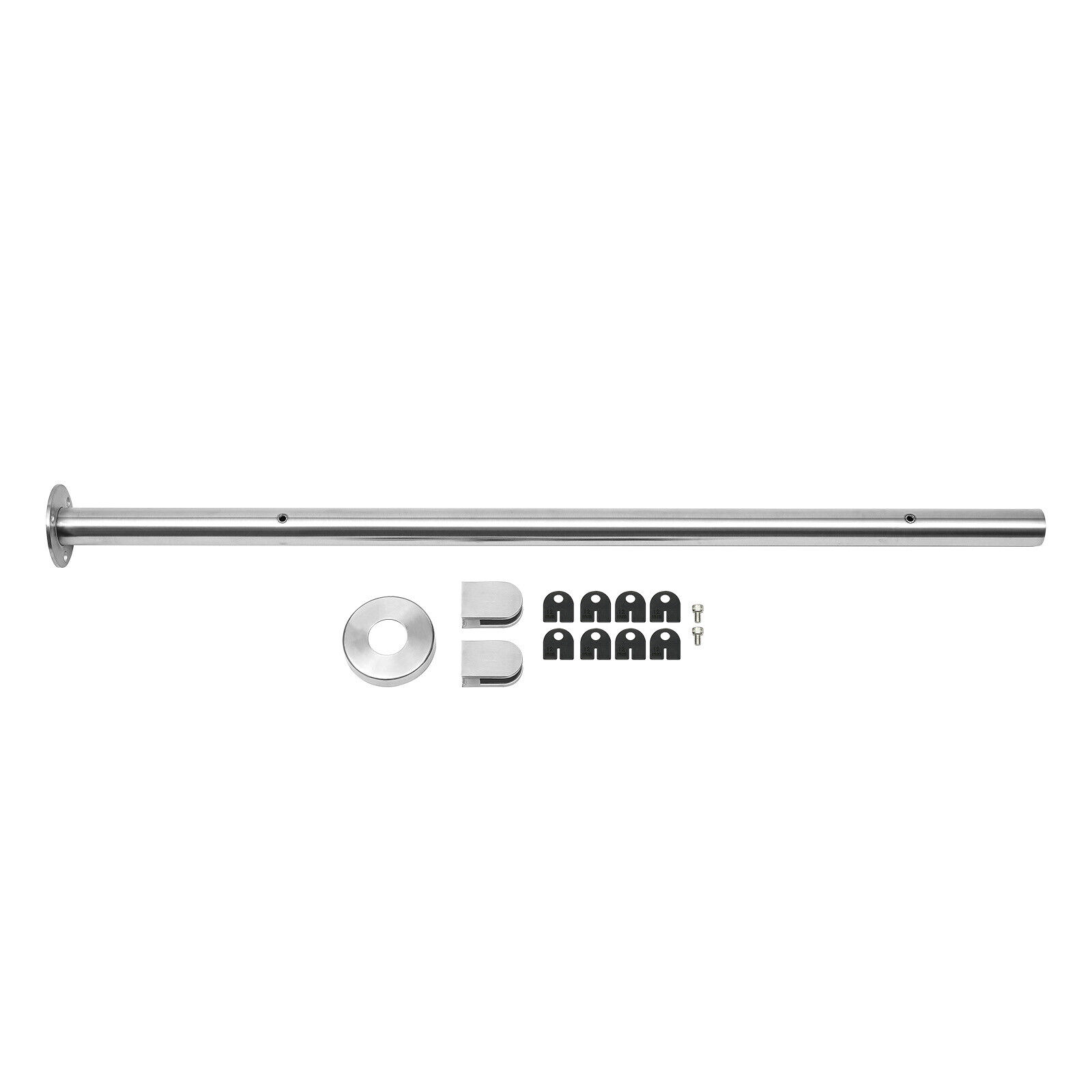 304 Stainless Steel Middle Post for Glass/Wood Railings, 176LB Load Capacity & Clamp-on Design, No Drilling Needed