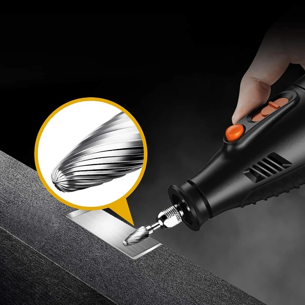 10 pçs 1/8 "haste de carboneto de tungstênio fresa ferramenta rotativa rebarba duplo diamante corte rotativo dremel ferramentas moagem elétrica