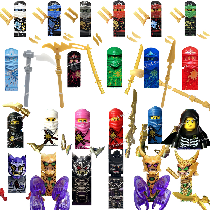 Anime dibujos animados TV Ninja ladrillos juguete muñecas Zane fantasma piratas Lloyd Garmadon bloques de construcción ensamblar juguetes modelo niños regalos