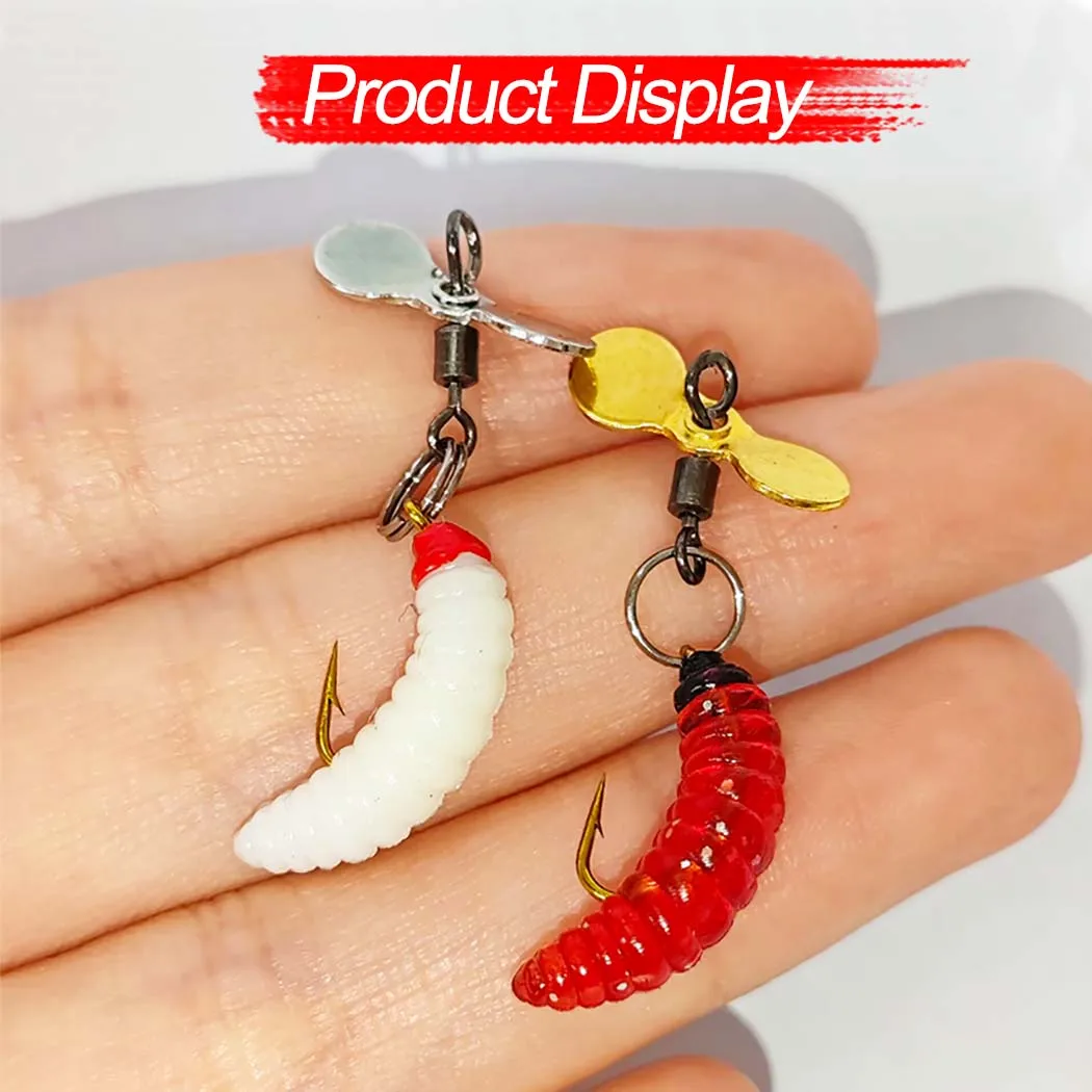 5Pcs/Box Propeller Worm Fishing Lure Spinner Spinning Bait Rotating Blade Sequin Bionic Fish Lure
