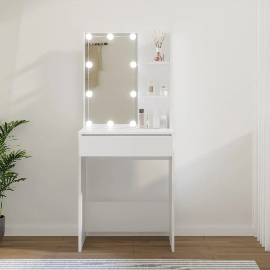 60x40x40 cm Toeletta LED bianca Mobili moderni per spogliatoio camera da letto per ragazza comodino armadio vanità trucco