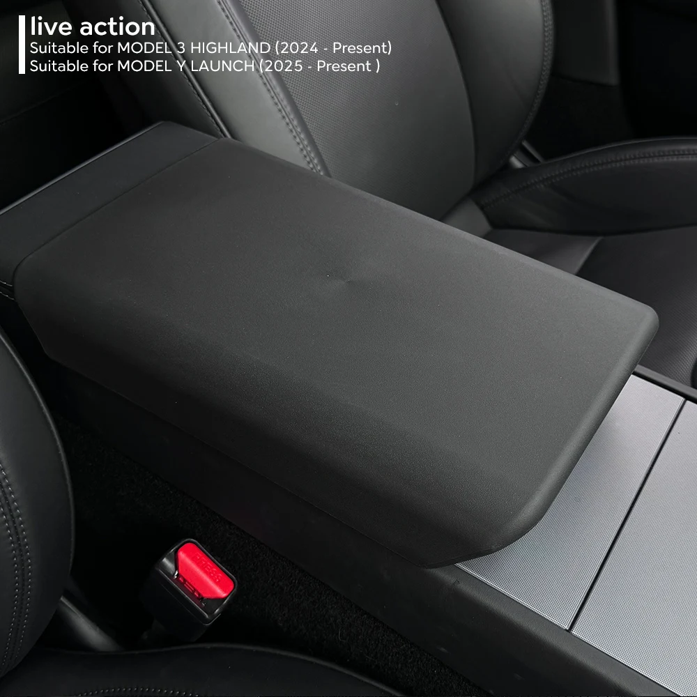 for Tesla Model Y 2025 Model 3 Highland 2024 TPE Soft Case Car Center Console Arm Rest Lid Central Armrest Cover Accessories