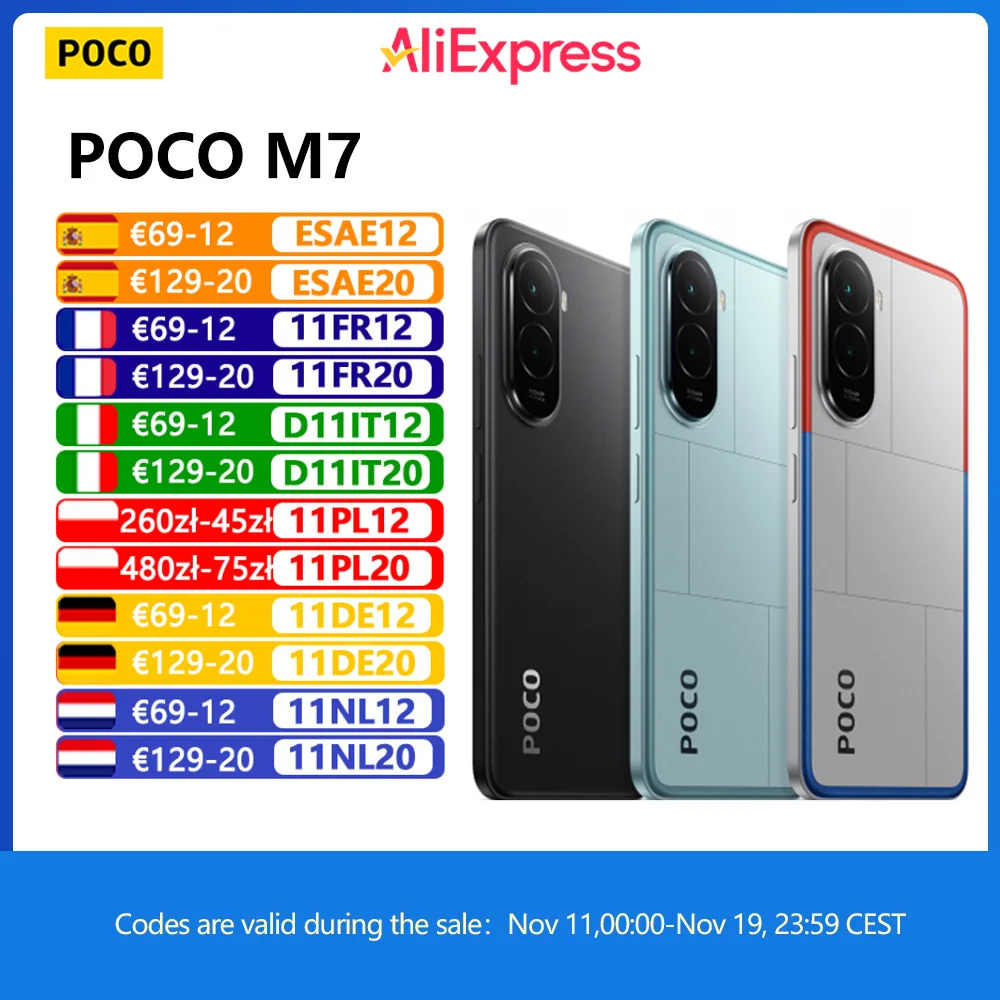 POCO M7, NFC, smartphoneÉcran FHD de 6,9 pouces, 144 Hz, appareil photo 50MP, batterie 7000mAh, IP64