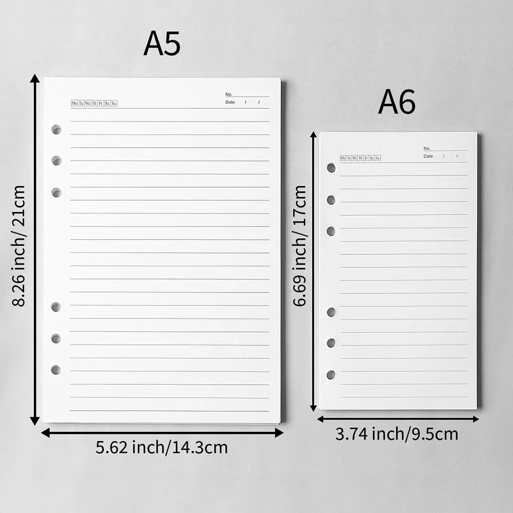 A5 A6 Loose Leaf Notebook Refill Spiral Binder Inner Page Diary Weekly Monthly Planner To Do List Line Dot Grid Inside Paper