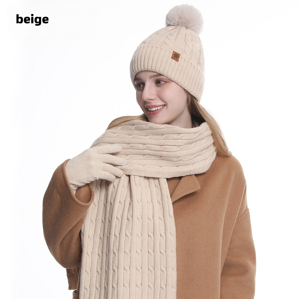 Conjunto de punto de invierno para mujer: gorro térmico con orejeras, bufanda y guantes para ciclismo y protección contra el viento al aire libre