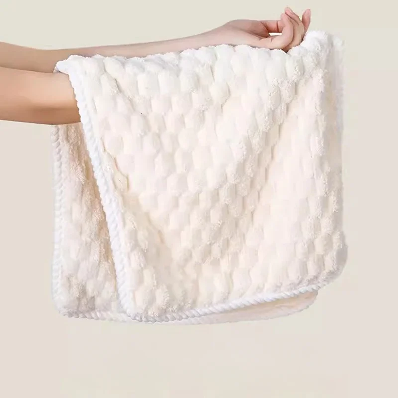 1 pçs macio engrossado coral velo toalha de rosto absorção de água e secagem rápida cor sólida toalha de mão para banheiro