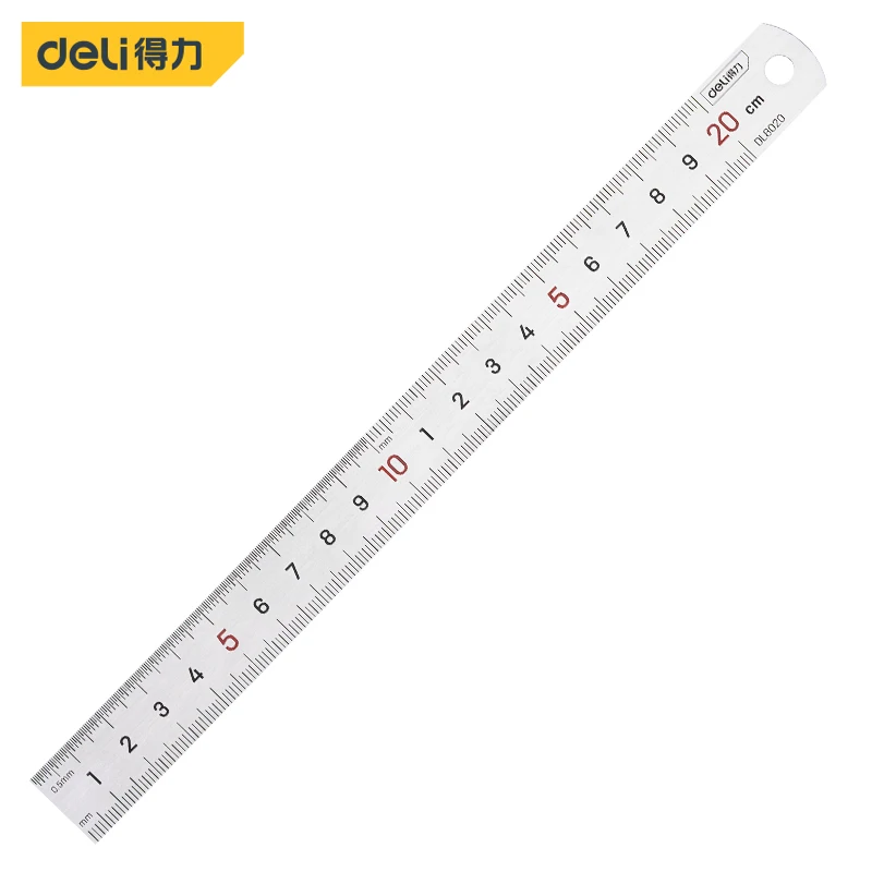 Deli 1 Cái 15/20/30/50Cm Nhiều Tiêu Chuẩn Đo Thước Dây Thép Không Gỉ Gỗ Di Động tay Percision Dụng Cụ Đo