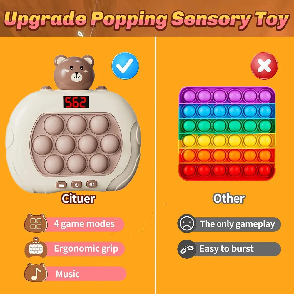 Pop Light Fidget เกม Quick Push Bubble เกมแบบพกพามือถือของเล่นเด็กของขวัญเด็กเครื่องบรรเทาความเครียดของเล่น