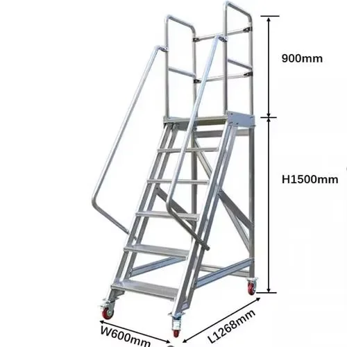 Orden de almacén de aislamiento de escalera de escalada extraíble de aluminio que recoge la escalera de plataforma móvil