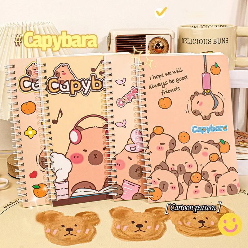 สมุด A5แบบเกลียว Capybara สมุดแพดขนาดเล็กสมุดแพดสำหรับเด็กนักเรียนไดอารี่อุปกรณ์การเรียน