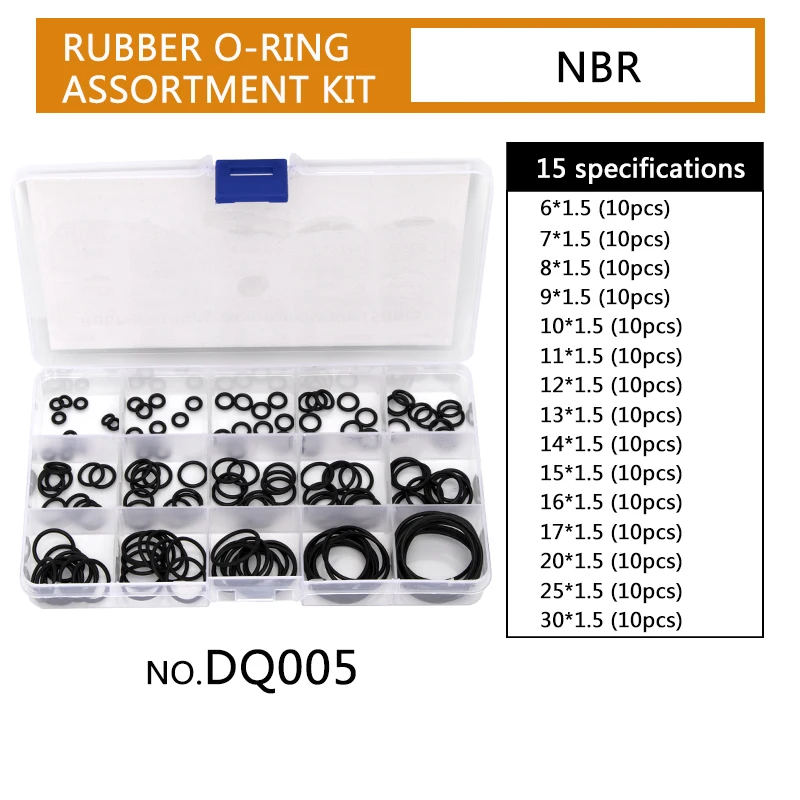PCP DIY NBR ซีล O-แหวนเครื่องซักผ้าเปลี่ยน CS1mm 1.5 มม.1.9 มม.2.4 มม.ยางทนทาน O แหวน OD 6-30 มม.15 ขนาด 150pcs DQ005