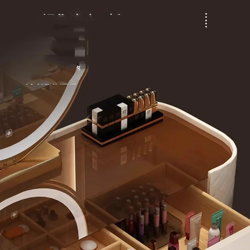 Espejo de tocador de lujo con luz Led para maquillaje, tocador blanco, almacenamiento de dormitorio, muebles para el hogar