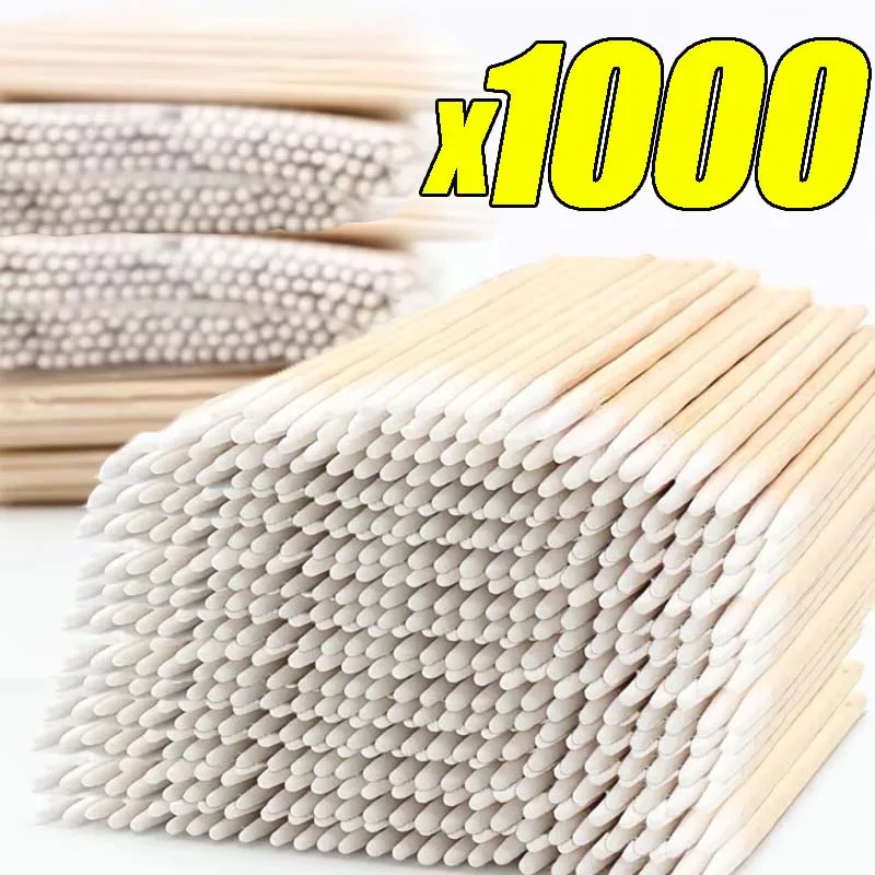 100/1000 Uds hisopos de algodón puntiagudos desechables belleza multiusos a prueba de polvo hisopos de algodón suaves y cómodos de doble/una sola cabeza