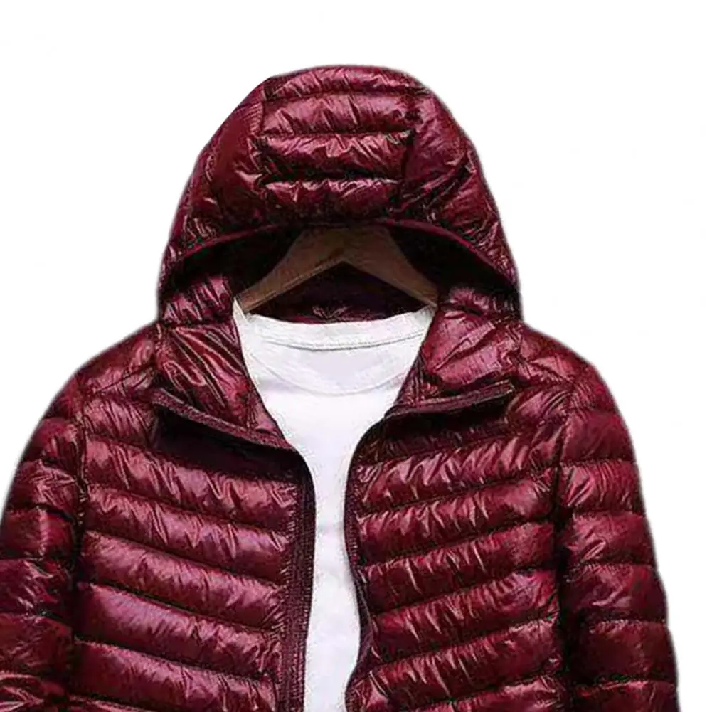 Plus size inverno masculino para baixo casaco ultra leve capuz cor sólida fino algodão acolchoado jaqueta com zíper streetwear