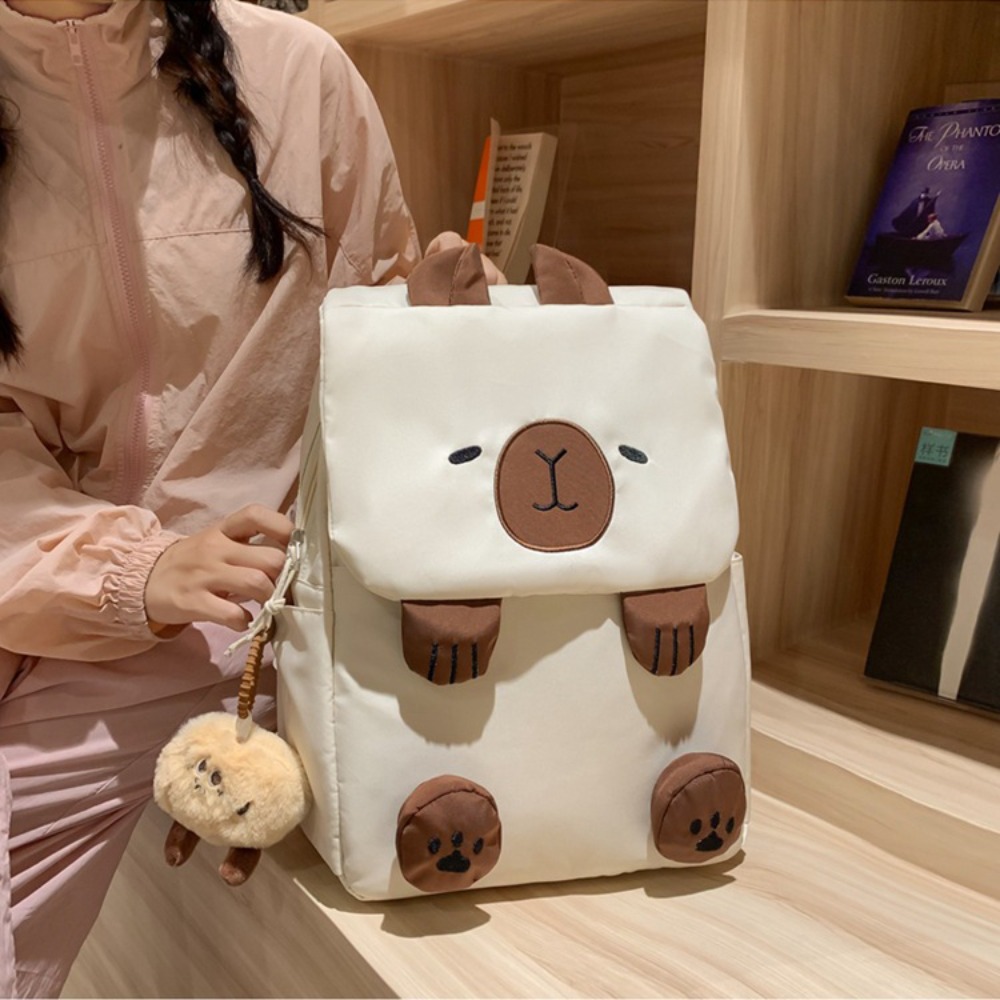 Kawaii Capybara 여성용 나일론 배낭 다목적 만화 재미 있은 Capibala Crossbody 가방 대용량 토트 백 핸드백