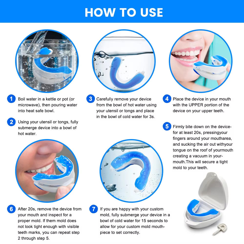 Anti-Snoring Mouthpiece Anti-Snoring Device Night Time Teeth Mouthguard Adjustable Sleeping Mouth Guard for Bruxism Stop Snoring