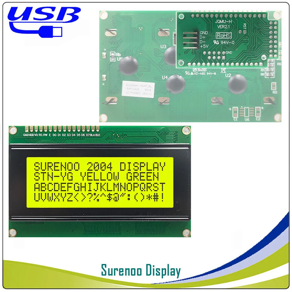 Surenoo LCD2USB USB 204 20X4 2004 Módulo LCD de caracteres Panel de pantalla inteligente LCD Smartie y AIDA64 para PC DIY