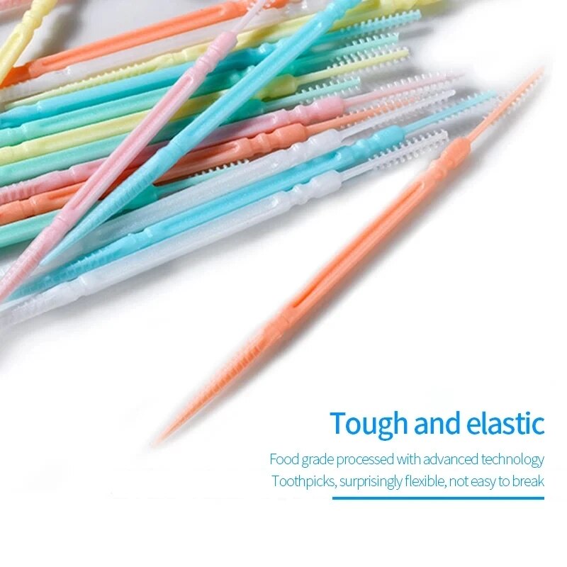 200 pz Double-head monouso dentale Flosser spazzolino interdentale denti Stick stuzzicadenti filo interdentale Pick gomma orale pulizia dei denti cura