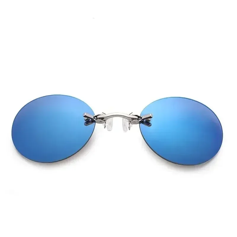 1-2 pçs clipe no nariz óculos redondos sem aro matriz morpheus óculos de sol mini sem moldura vintage masculino uv400