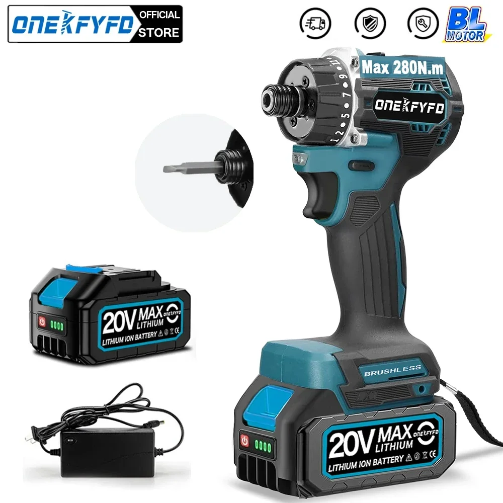 Brushless Electric Screwdriver 20+1 Torque 1/4inch Rechargeable Cordless Electric Drill Screw Driver for Makita 18v Battery