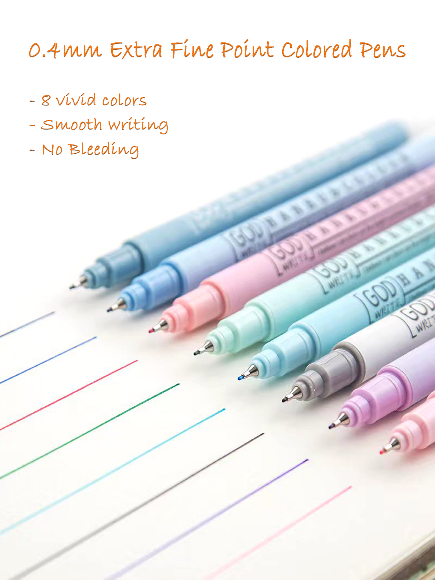 Bolígrafos de colores de punta extrafina de 8 colores, 0,4mm, planificador diario a base de agua, bolígrafo Fineliner para diario, tomar notas y escribir