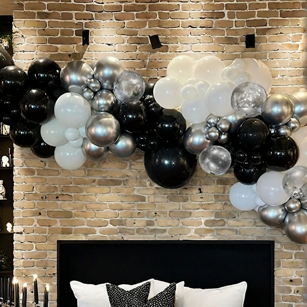 40pcs black and white confetti balloons for birthday decoration, graduation ceremony decoration, wedding anniversary decoration,