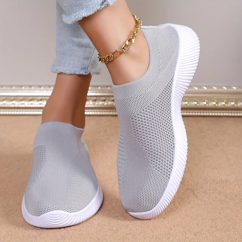 Pink Women's Shoes Breathable Flats Elastic Shoes for Women Sneakers Zapatos Mujer Summer Footwear Lightweight Sports Shoes