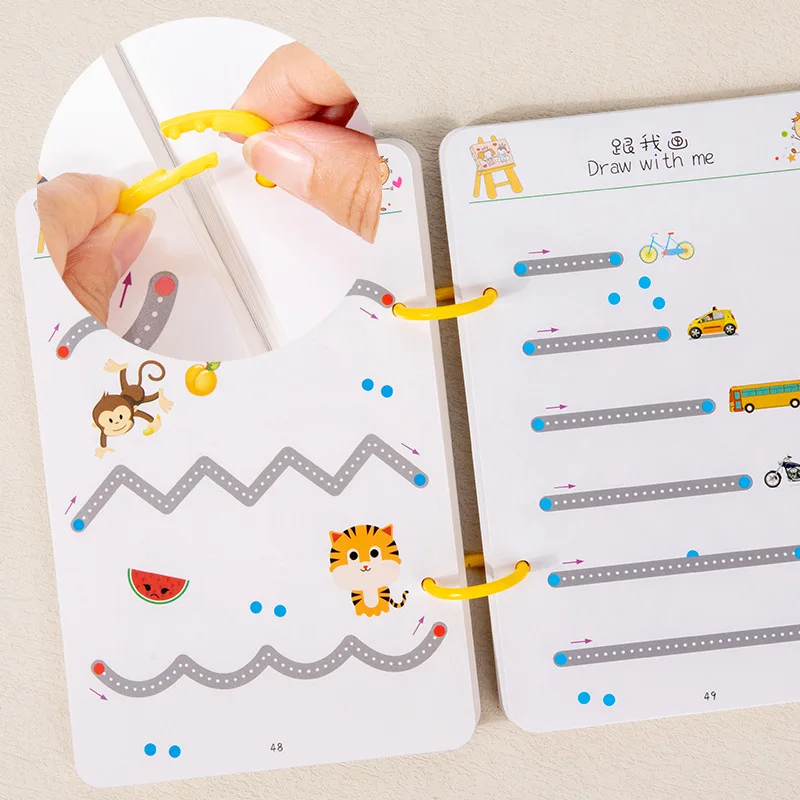 Livro de trabalho de rastreamento mágico controle treinamento caneta livro conjunto reutilizável magia prática copybook crianças desenho educação papelaria