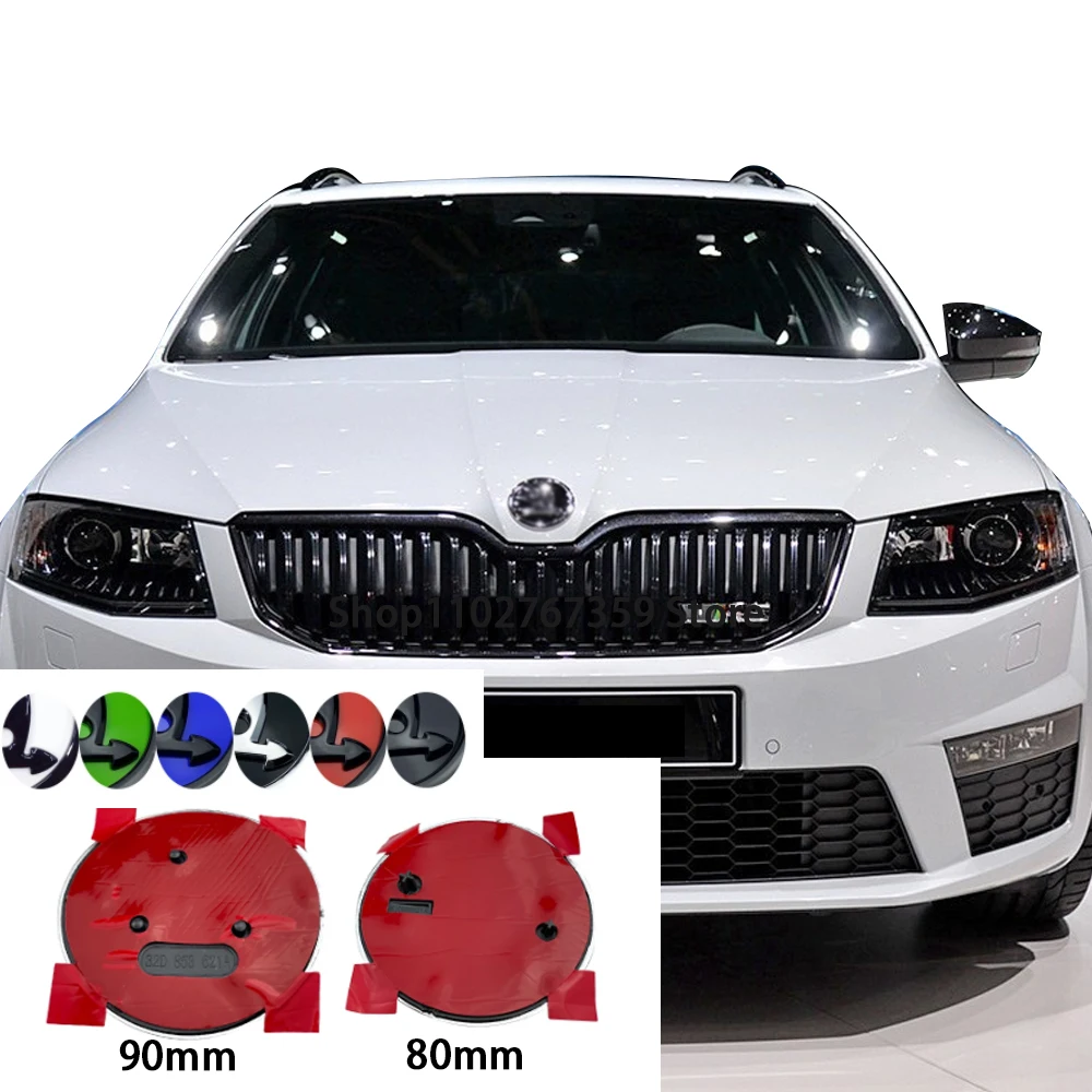 Emblema de 80mm y 90mm para Skoda Fabia 1 2 Octavia a7 RS Superb Rapid Yeti Karoq Vision, pegatina para puerta trasera delantera y trasera, 2 uds.