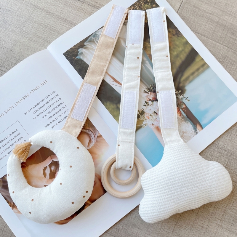 나무 아기 놀이 체육관 프레임 펜던트 코튼 스레드, 신생아 피트니스 랙 걸이식 장난감 유모차 활동 딸랑이 아기 방 장식 1 세트