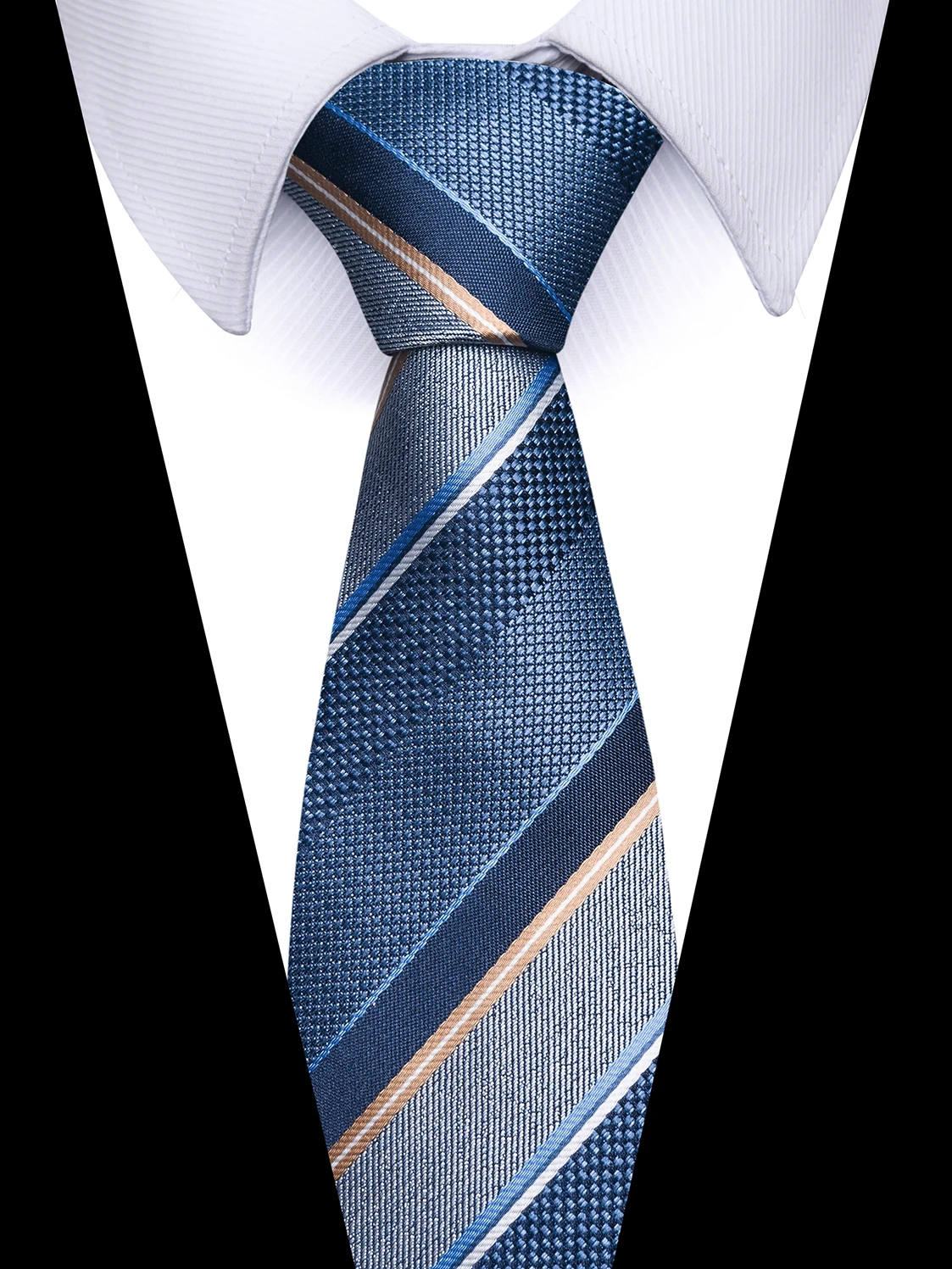 Gran oferta, Corbata clásica de seda de 8 cm, Gravatas azules a rayas para hombre, accesorios de traje aptos para boda, lugar de trabajo, regalo de cumpleaños