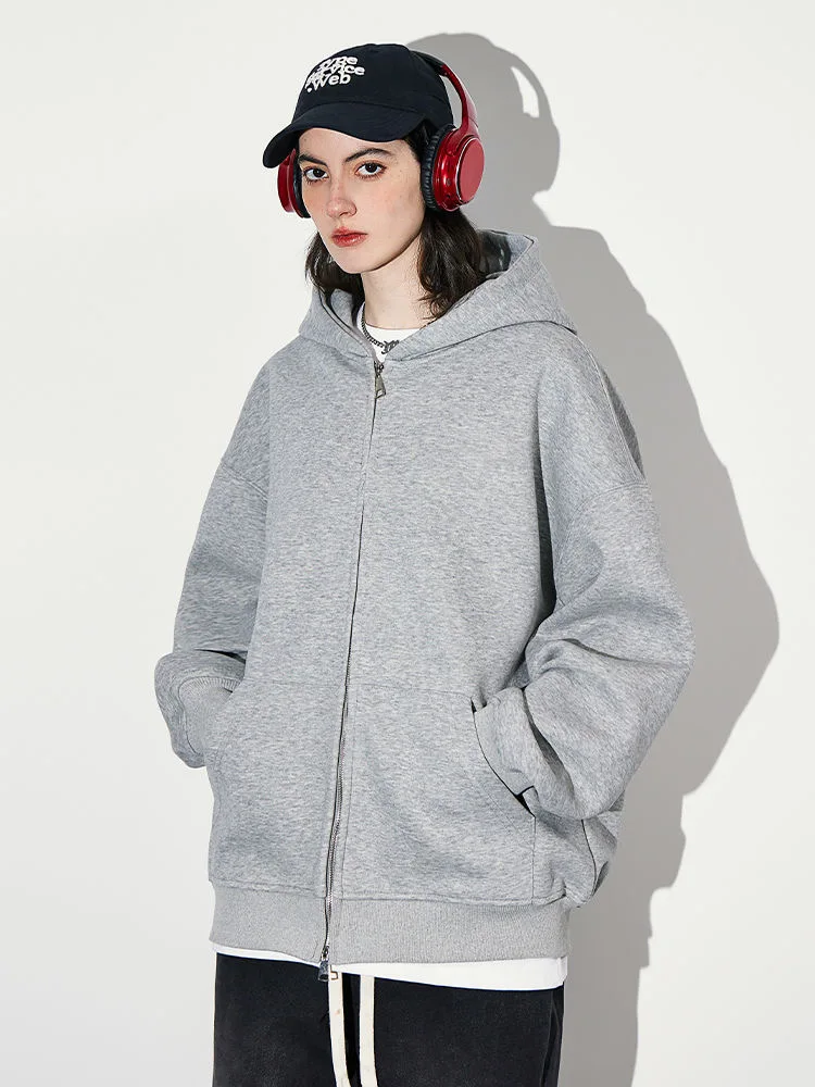 Chaqueta con capucha cálida a la moda para mujer, chaqueta gris de manga larga con bolsillo y doble cremallera, chaqueta informal para ir al trabajo para mujer
