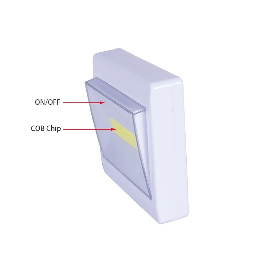 Luz LED nocturna superbrillante, luces LED COB de 3W para armario, lámpara con interruptor operada por batería para camino, escaleras, armario, iluminación