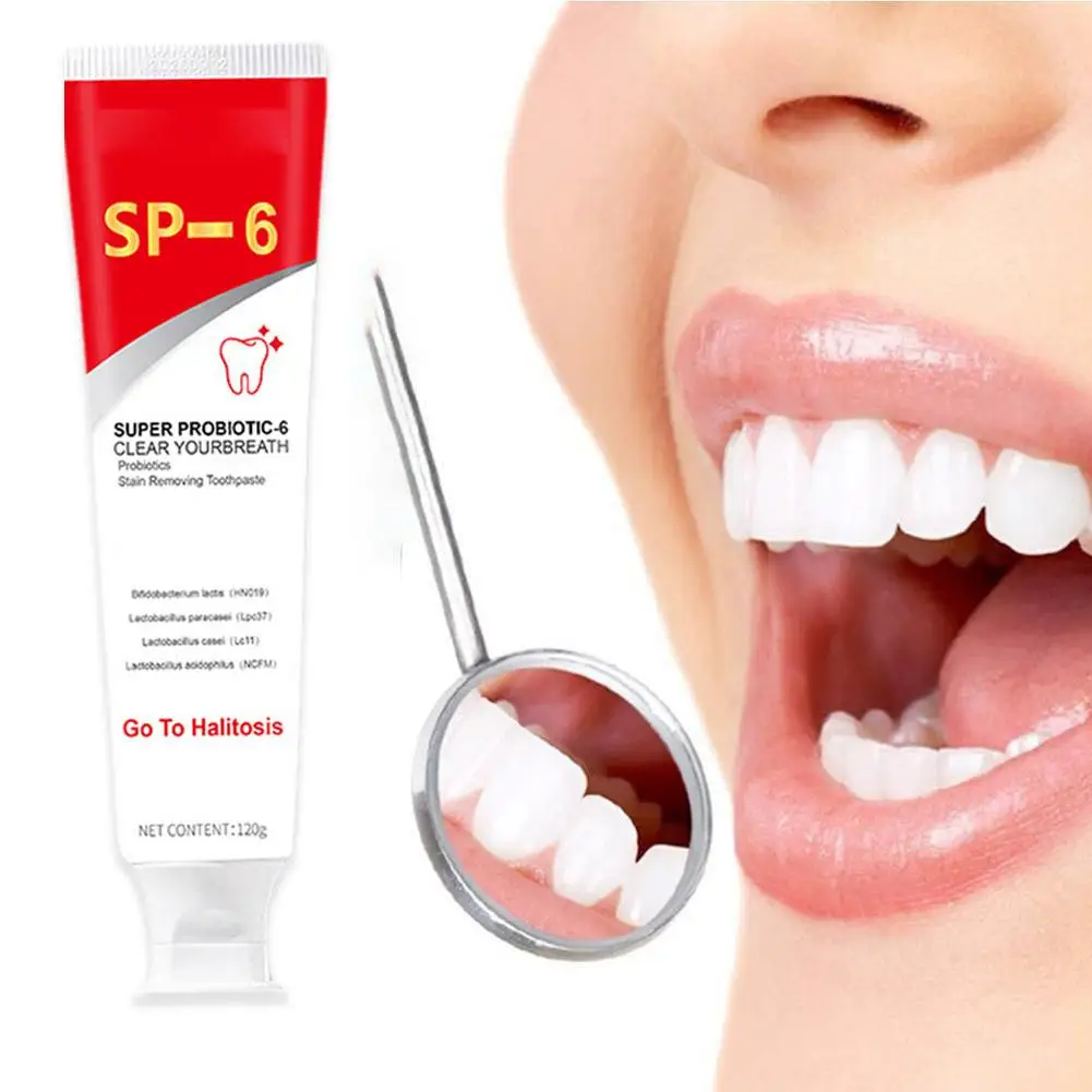 SP 6 Probiotic Brightening Toothpaste Oral Care Of Refreshing Breath With Toothpaste And Probiotics Teeth Whitening 120g