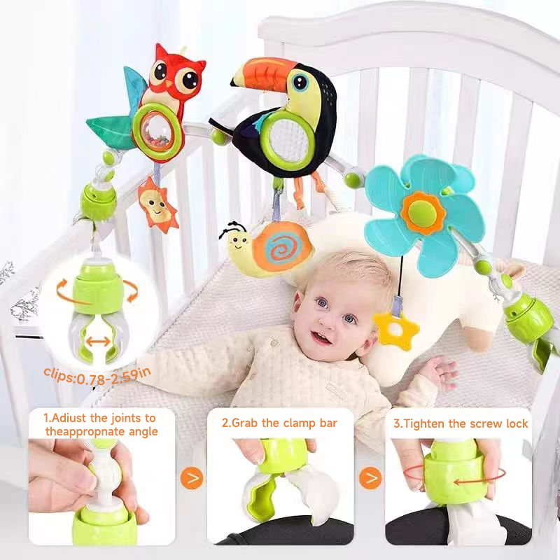 Jouets Sensoriels pour Nouveau-Né de 0 à 12 Mois, Arche d'Activité Amovible pour Bébé, Poussette, Siège de Voiture, Cadeau