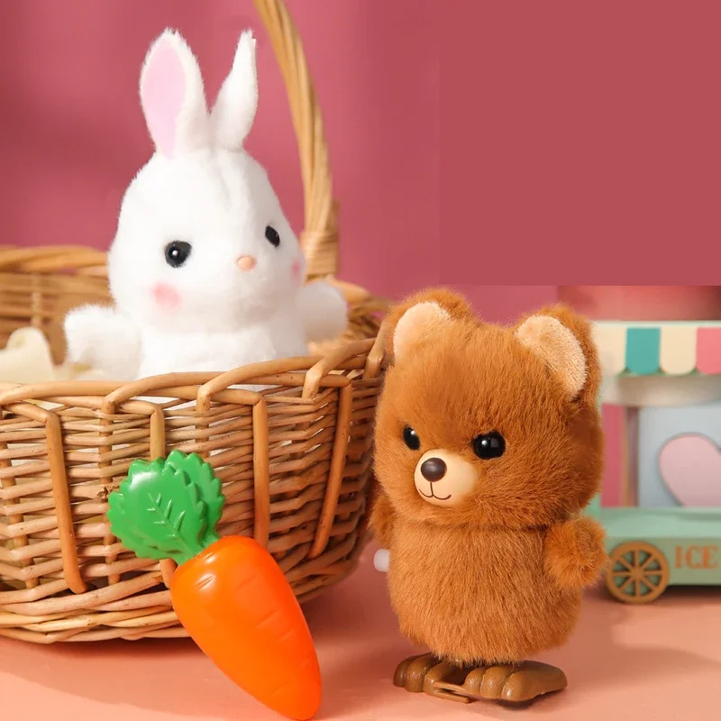 1 個かわいいワインドアップジャンプクマぬいぐるみ動物のおもちゃキッズ少年少女ぬいぐるみウサギ時計じかけウォーキングおもちゃ子供楽しいギフト