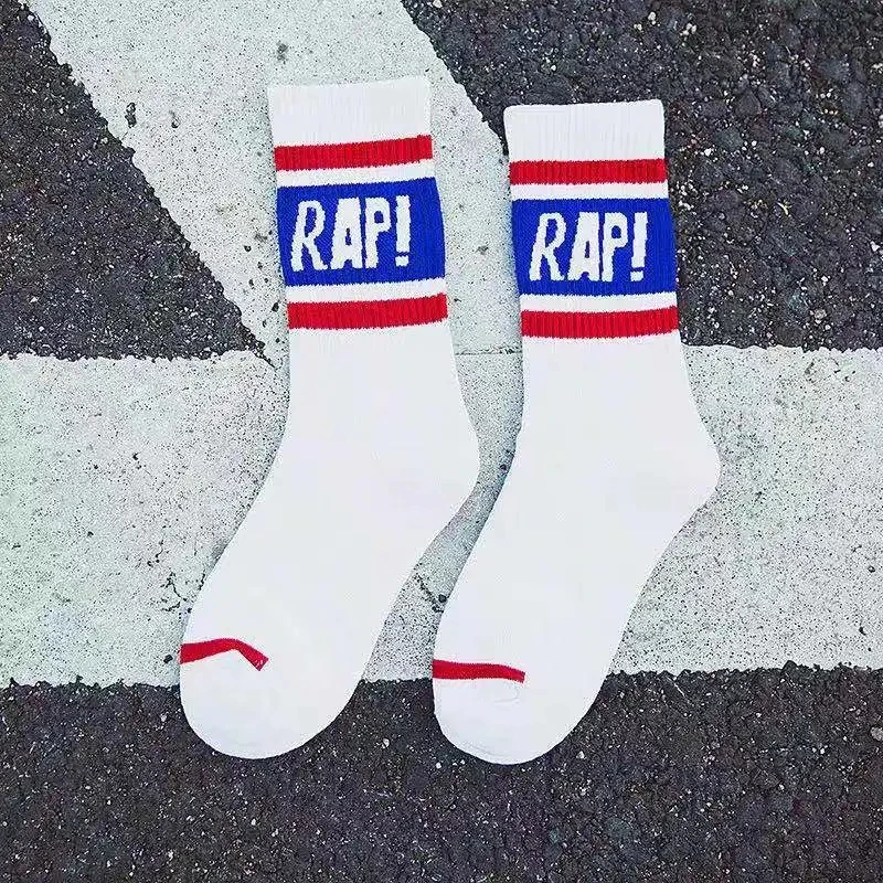 1 par de calcetines de algodón a la moda para hombre, color blanco y negro, calcetines deportivos para monopatín, Blaze Street Happy American Boys Sox