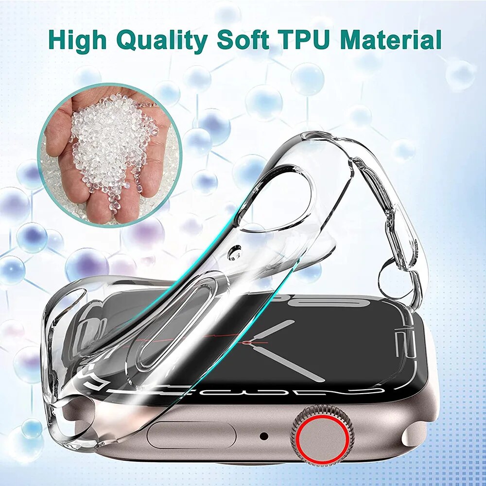 TPU スクリーンプロテクターケース Apple Watch シリーズ 9 8 7 SE 6 5 4 3 バンパーカバーアクセサリー Iwatch 45 ミリメートル 41 ミリメートル 44 ミリメートル 40 ミリメートル 42 ミリメートル