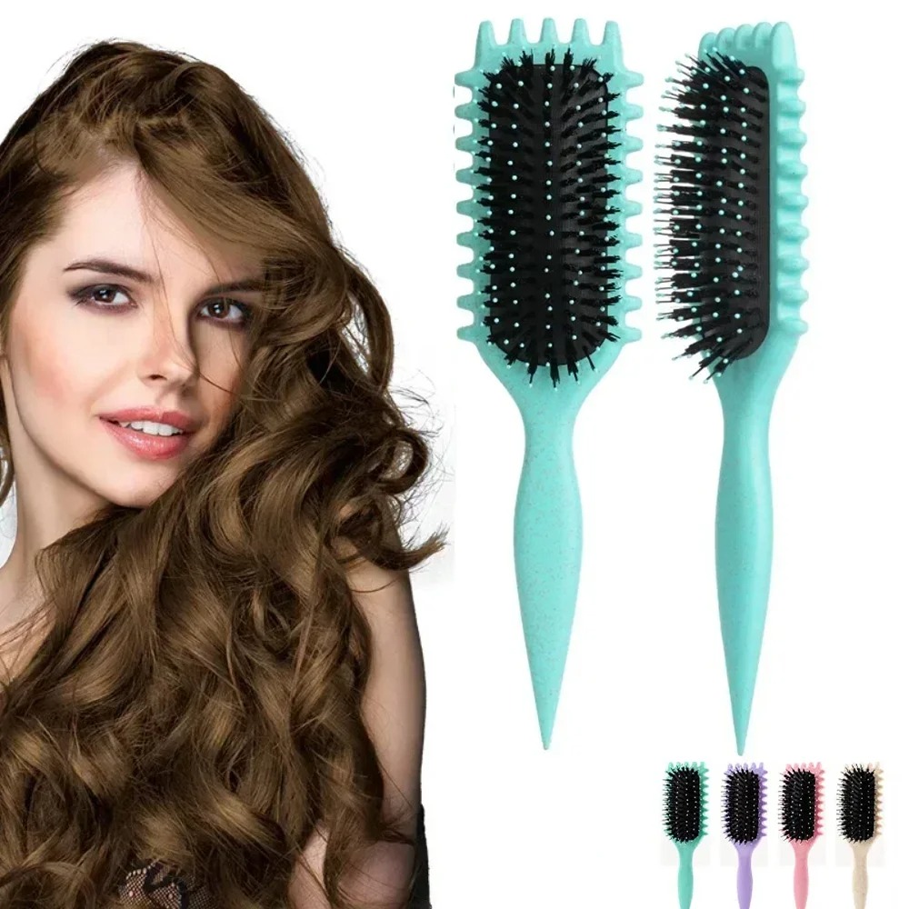 Peine para el cabello para mujer, peine para el cabello rizado con forma hueca, masaje del cuero cabelludo multifuncional y cepillo para el cabello esponjoso antiestático, herramientas de peinado