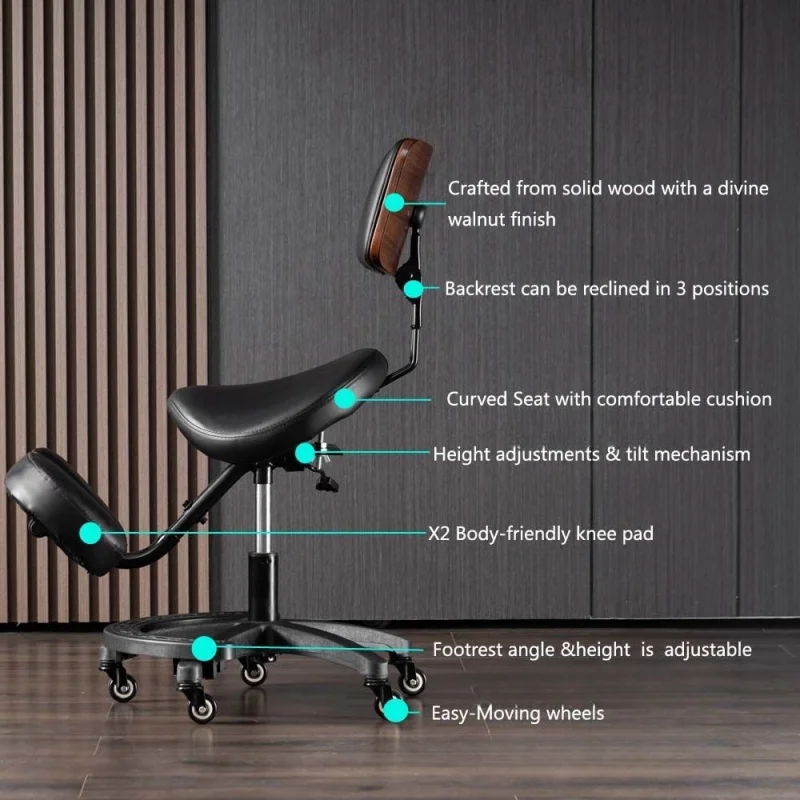 Sgabello da sella ergonomico per ufficio sedia in ginocchio con supporto per la schiena sedia in ginocchio regolabile per impieghi gravosi per Dental Saloon Spa