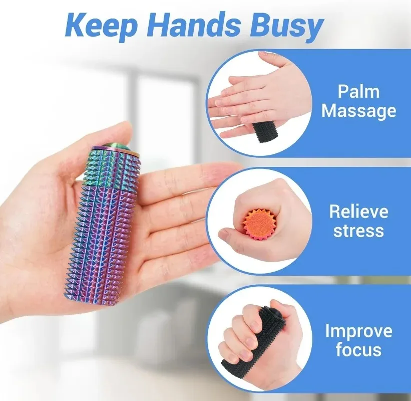 Rolo sensorial brinquedo clicker picos táteis para ansiedade alívio do estresse dor estimulando autismo sobre estimulação com cordão