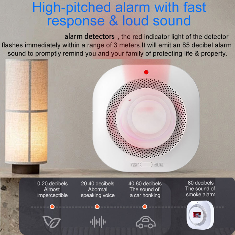 Smoke Detector Warning alarm, Indoor Fire Detection, 85dB Siren Sound Alarm For House Restaurant Hotel Office