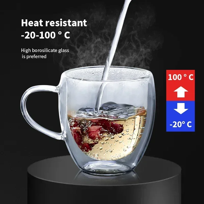 1-6 Chiếc 80-450ML Chịu Nhiệt Treo Tường Đôi Trà Ly Bia Cà Phê Handmade Sáng Tạo Lạnh nước Giải Khát Trong Suốt Drinkware Bộ
